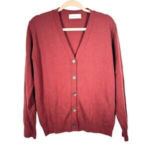OLIVE Dark Red Button Front Cardigan Sweater Women’s Wool Blend - Sz Small